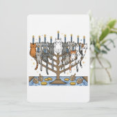 Grappige Hanukkah Meowzel Katten Menora Kaart (Staand voorkant)