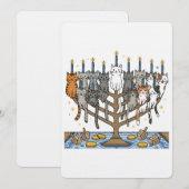 Grappige Hanukkah Meowzel Katten Menora Kaart (Voorkant / Achterkant)