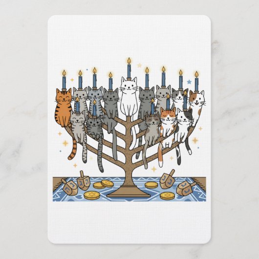 Grappige Hanukkah Meowzel Katten Menora Kaart (Voorkant)