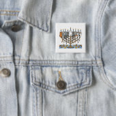 Grappige Hanukkah Meowzel Katten Menora Vierkante Button 5,1 Cm (In situ)