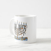 Grappige Hanukkah Meowzel Katten Menorah Koffiemok (Voorkant links)
