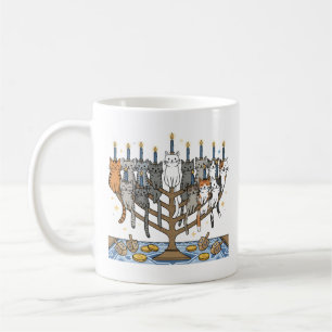 Grappige Hanukkah Meowzel Katten Menorah Koffiemok