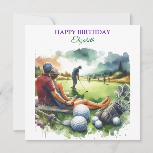 Grappige Happy Birthday Golfbal liefhebbers Kaart (Voorkant)