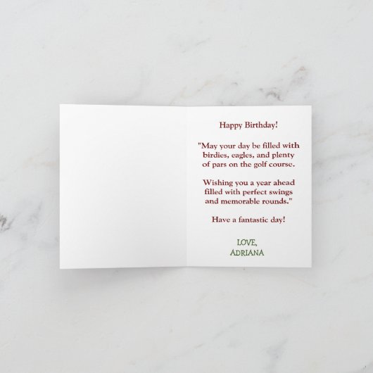 Grappige Happy Birthday Golfbal liefhebbers Kaart (Binnen)