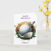 Grappige Happy Birthday Golfbal liefhebbers Kaart (Gele Bloem)