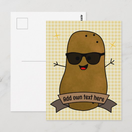 Grappige Happy Cool Aardappel Gepersonaliseerd Briefkaart (Voorkant / Achterkant)