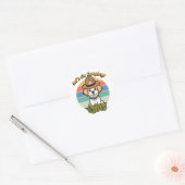 Grappige Happy dog wil gaan kamperen Ronde Sticker (Envelop)