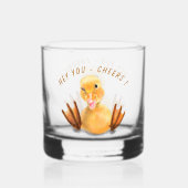 Grappige Happy Duck Cheers Aangepaste tekst Whisky Glas (Achterkant)