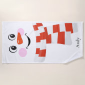 Grappige Happy Face Sneeuwman Kerst Beach Handdoek (Voorkant)
