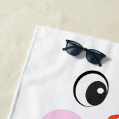 Grappige Happy Face Sneeuwman Kerst Beach Handdoek (In situ)