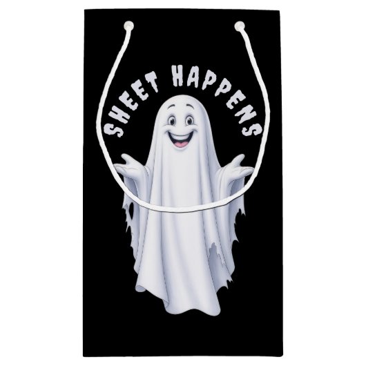 Grappige Happy Ghost Gift Bag Klein Cadeauzakje (Achterkant)