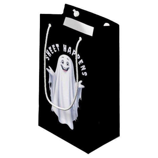 Grappige Happy Ghost Gift Bag Klein Cadeauzakje (Voorkant Gekanteld)