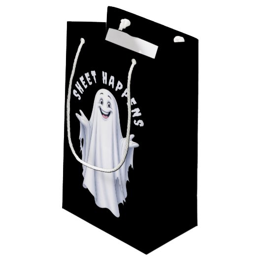 Grappige Happy Ghost Gift Bag Klein Cadeauzakje (Achterkant Gekanteld)