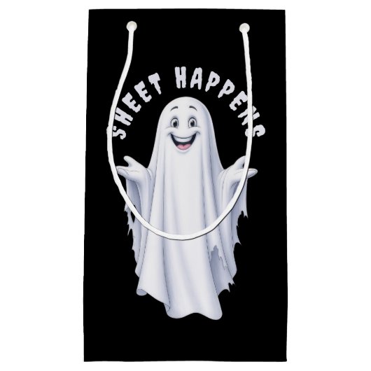 Grappige Happy Ghost Gift Bag Klein Cadeauzakje (Voorkant)