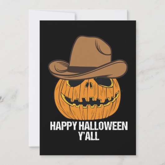 Grappige Happy Halloween Y'all Cowboy Jack O Lante Feestdagenkaart (Voorkant)