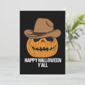 Grappige Happy Halloween Y'all Cowboy Jack O Lante Feestdagenkaart (Staand voorkant)