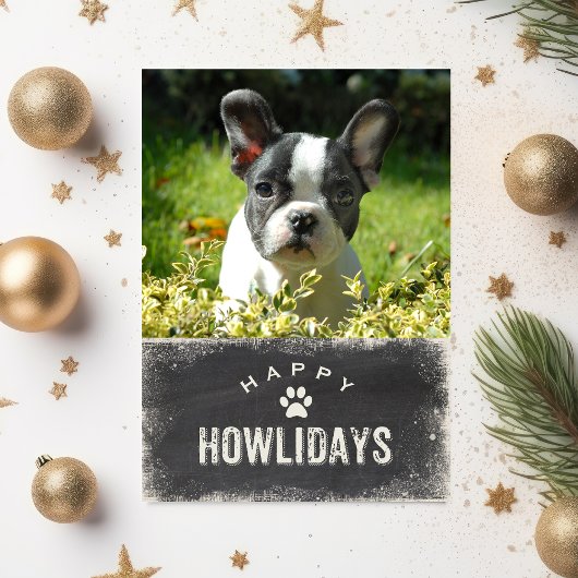 Grappige Happy Howlidays Hond Kerstmis Foto Feestdagen Kaart