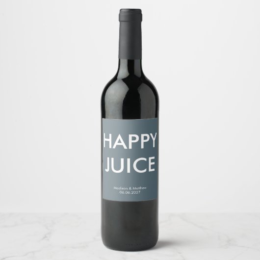 Grappige Happy Juice Slate Grey Party Bruiloft Cus Wijn Etiket (Voorkant)