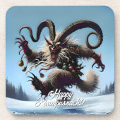 Grappige Happy Krampusnacht Bier Onderzetter (Voorkant)