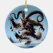 Grappige Happy Krampusnacht Keramisch Ornament (Achterkant)