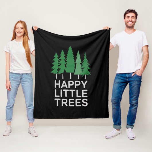 Grappige Happy Little Trees Cadeaus Camping Fleece Deken (In situ)
