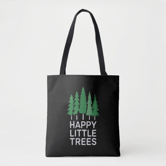 Grappige Happy Little Trees Cadeaus Camping Tote Bag (Voorkant)