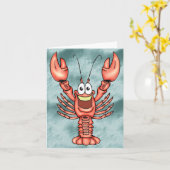 Grappige Happy Lobster Kaart (Gele Bloem)