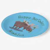 Grappige happy moose gepersonaliseerde cartoon ver papieren bordje (Gekanteld)