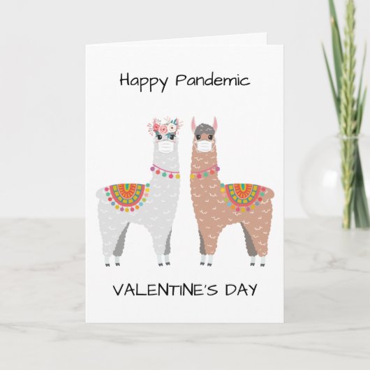 Grappige Happy Pandemic Valentijns Llama Feestdagen Kaart (Voorkant)