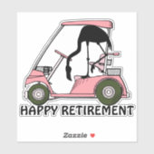 Grappige Happy Retirement Flamingo Golf Winkelwage Sticker (Vel)