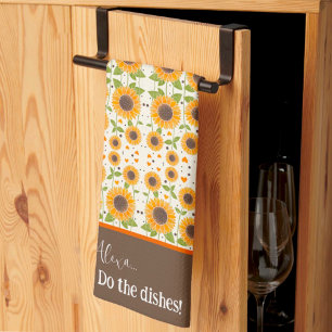 Grappige Happy Sunflower Custom Alexa Quote Theedoek