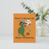 Grappige Happy Thanksgiving-dinosaurus personalise Briefkaart (Staand voorkant)