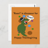Grappige Happy Thanksgiving-dinosaurus personalise Briefkaart (Voorkant / Achterkant)