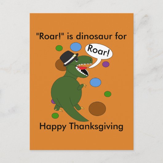 Grappige Happy Thanksgiving-dinosaurus personalise Briefkaart (Voorkant)