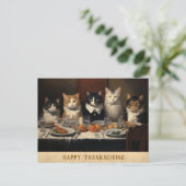 Grappige Happy Thanksgiving Katten Briefkaart (Staand voorkant)