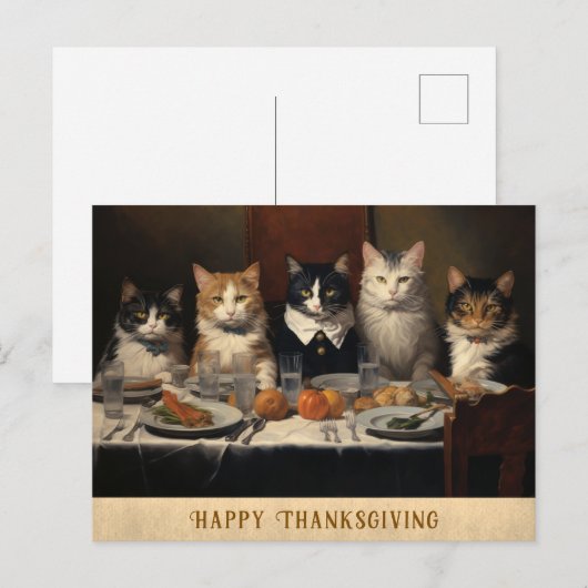  Grappige Happy Thanksgiving Katten Briefkaart (Voorkant / Achterkant)