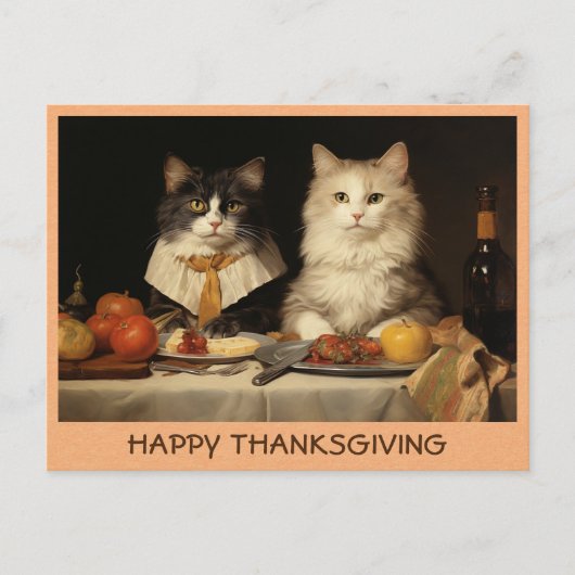Grappige Happy Thanksgiving Katten Briefkaart (Voorkant)