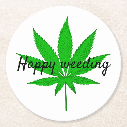 Grappige Happy Wedding woordspeling Ronde Kartonnen Onderzetter (Voorkant)