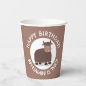 Grappige Happy Yak gepersonaliseerde cartoon Verja Papieren Bekers (Achterkant)