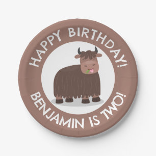 Grappige Happy Yak gepersonaliseerde cartoon Verja Papieren Bordje