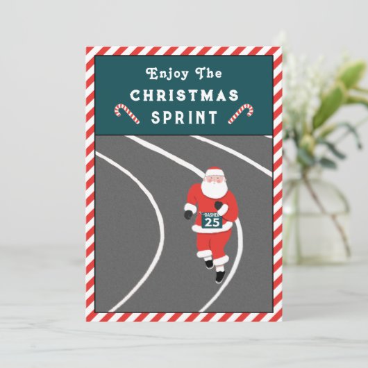 Grappige hardloop Kerstkaarten (Staand voorkant)