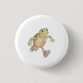 Grappige hardloop schildpad cartoon knop badge pin ronde button 3,2 cm