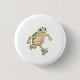 Grappige hardloop schildpad cartoon knop badge pin ronde button 3,2 cm