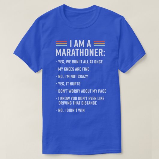 Grappige hardloopmarathon hardlooptrainer Ik ben e T-shirt (Design voorkant)