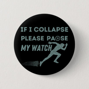 grappige hardlooppauze mijn horloge vintage marath ronde button 5,7 cm