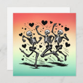 Grappige hardlopende skelet Valentijnsdag kussen Feestdagenkaart (Voorkant / Achterkant)