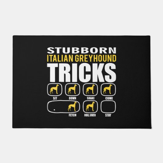 Grappige hardnekkige Italiaanse greyhound trucs Deurmat (Voorkant)