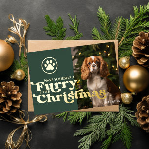 Grappige Harige Kerst Hond Huisdier Moderne Poot F Folie Feestdagenkaart