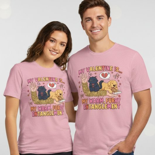 Grappige Harige Verwarring Hond Kat Valentijn Tri-Blend Shirt