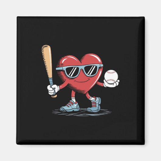 Grappige Hart Baseball Speler Valentijnsdag Kind B Magneet (Voorkant)